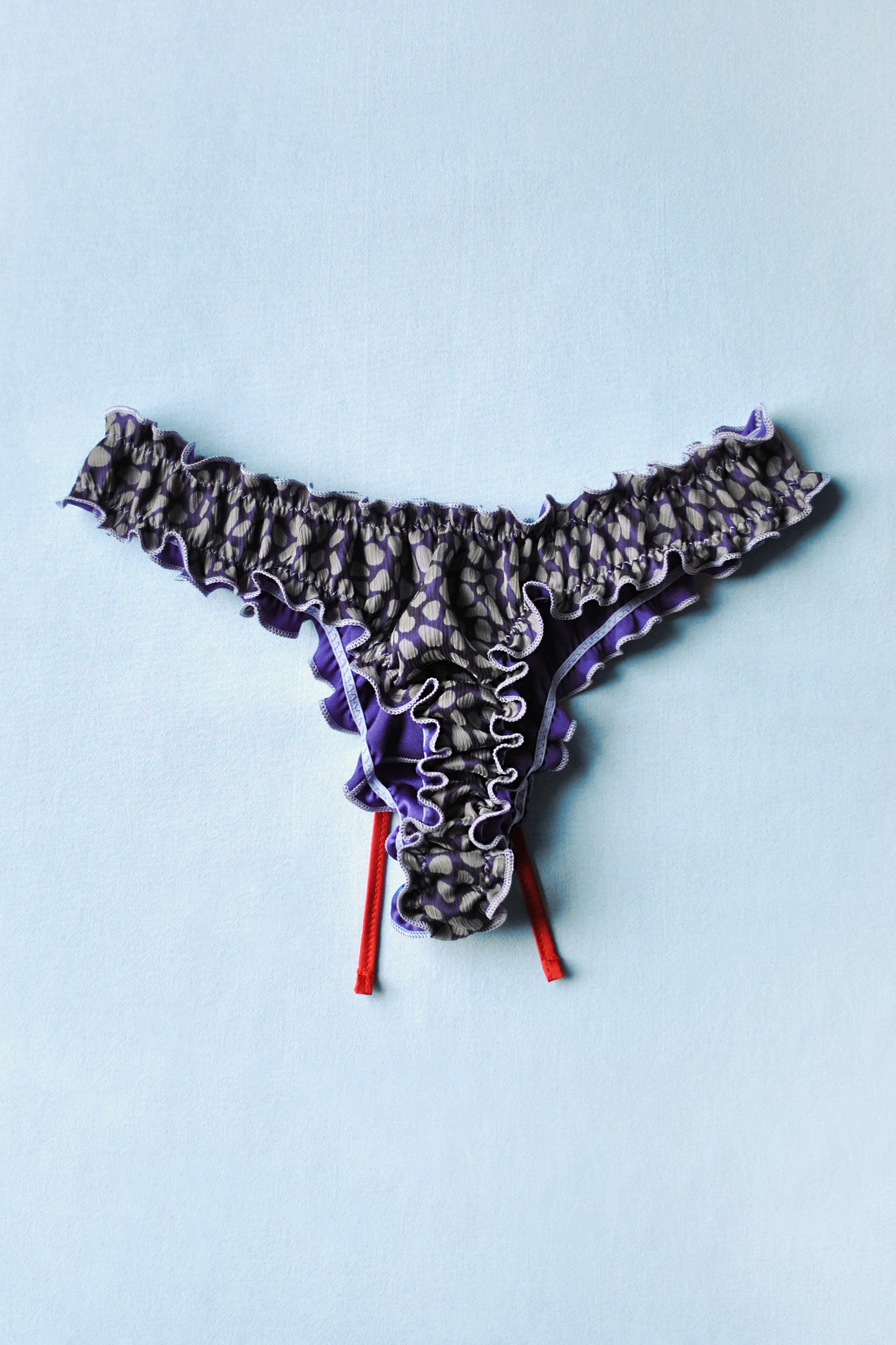 Iris Printed Silk Frilled Thong