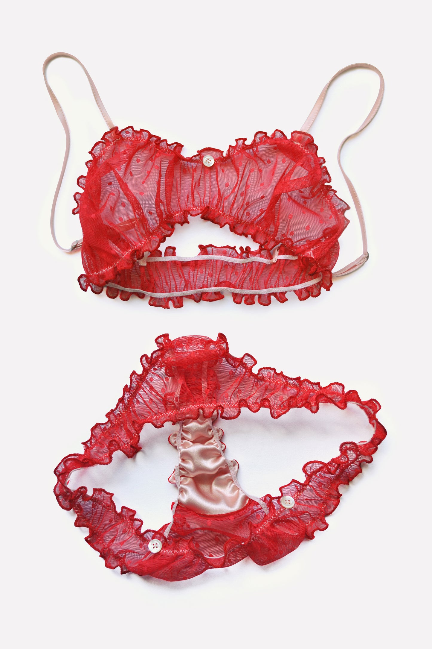 Tulle and Silk Frilled Thong